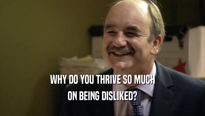 WHY DO YOU THRIVE SO MUCH ON BEING DISLIKED? 