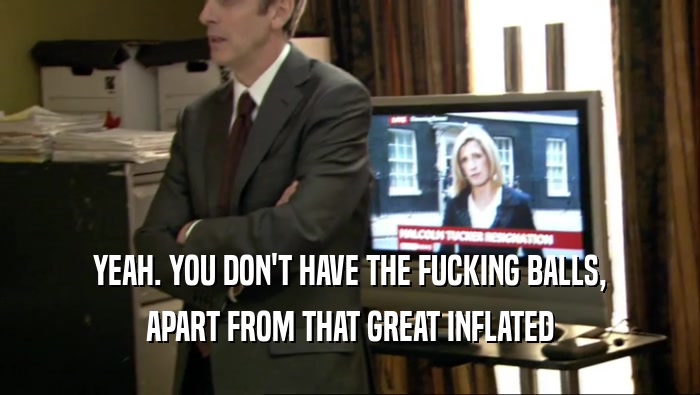 YEAH. YOU DON'T HAVE THE FUCKING BALLS, APART FROM THAT GREAT INFLATED 