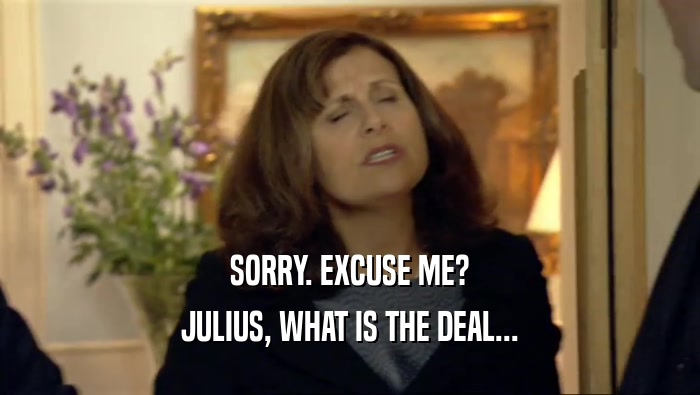 SORRY. EXCUSE ME?
 JULIUS, WHAT IS THE DEAL...
 