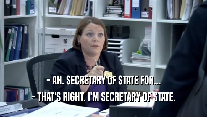 - AH. SECRETARY OF STATE FOR... - THAT'S RIGHT. I'M SECRETARY OF STATE. 
