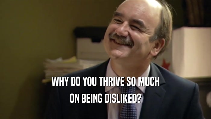 WHY DO YOU THRIVE SO MUCH ON BEING DISLIKED? 