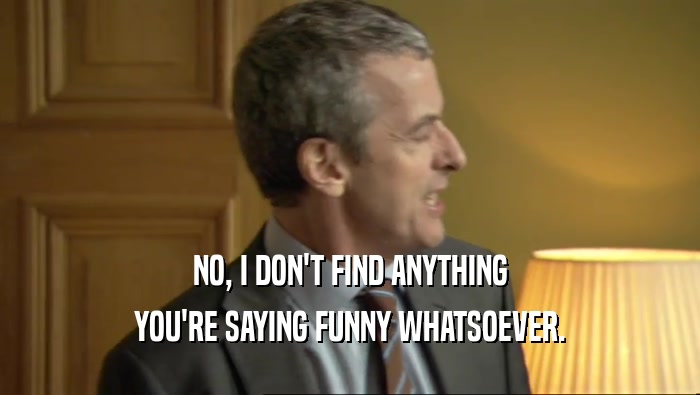NO, I DON'T FIND ANYTHING YOU'RE SAYING FUNNY WHATSOEVER. 