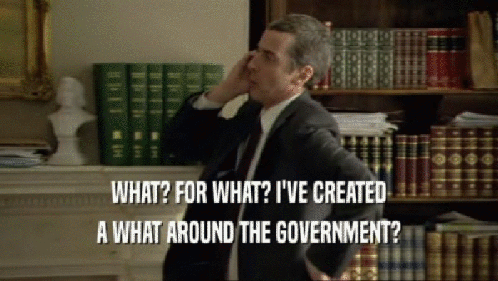 WHAT? FOR WHAT? I'VE CREATED A WHAT AROUND THE GOVERNMENT? 