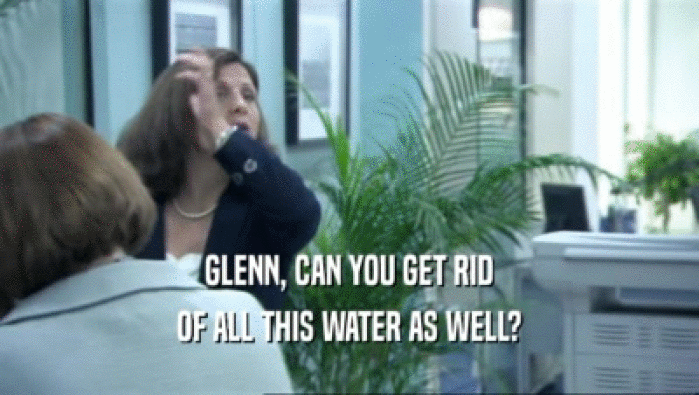 GLENN, CAN YOU GET RID OF ALL THIS WATER AS WELL? 