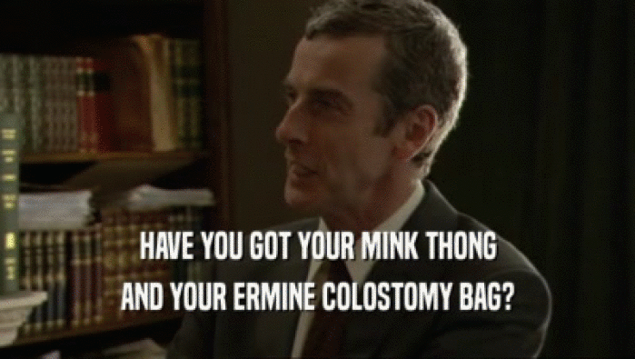 HAVE YOU GOT YOUR MINK THONG
 AND YOUR ERMINE COLOSTOMY BAG?
 