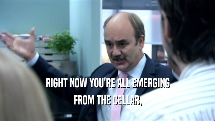 RIGHT NOW YOU'RE ALL EMERGING FROM THE CELLAR, 