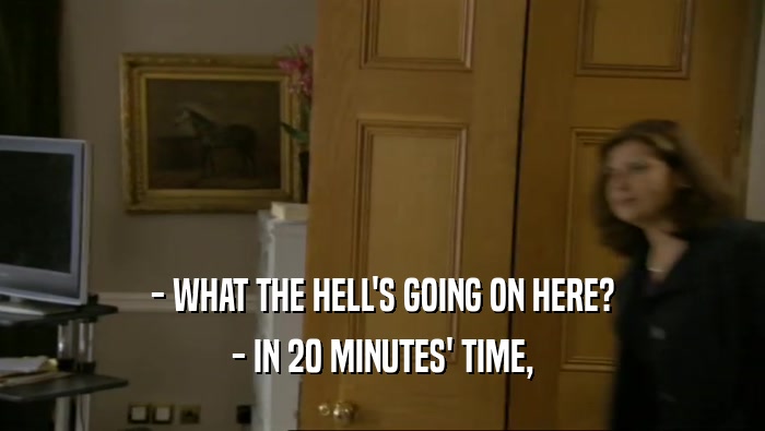 - WHAT THE HELL'S GOING ON HERE? - IN 20 MINUTES' TIME, 