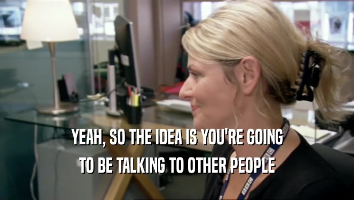 YEAH, SO THE IDEA IS YOU'RE GOING TO BE TALKING TO OTHER PEOPLE 