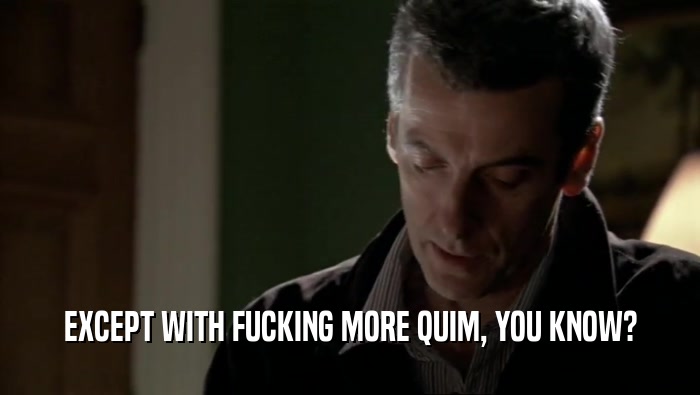 EXCEPT WITH FUCKING MORE QUIM, YOU KNOW?  