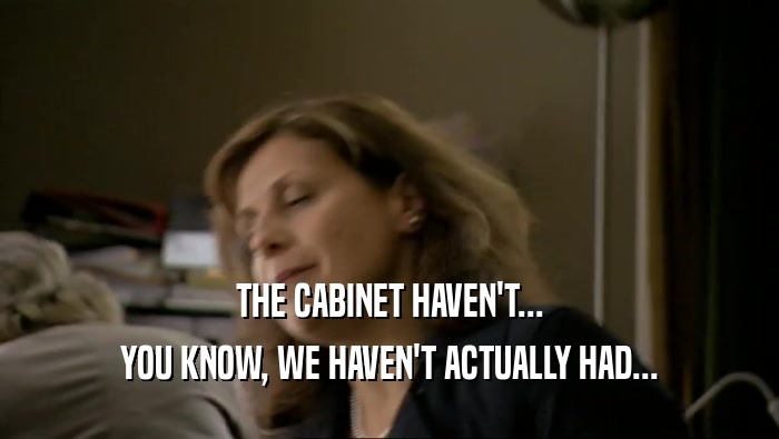 THE CABINET HAVEN'T... YOU KNOW, WE HAVEN'T ACTUALLY HAD... 