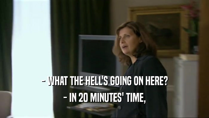 - WHAT THE HELL'S GOING ON HERE? - IN 20 MINUTES' TIME, 