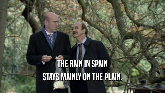 THE RAIN IN SPAIN STAYS MAINLY ON THE PLAIN. 