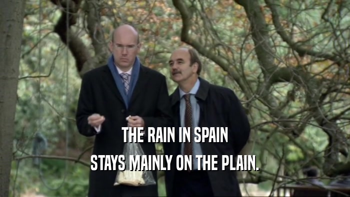 THE RAIN IN SPAIN STAYS MAINLY ON THE PLAIN. 