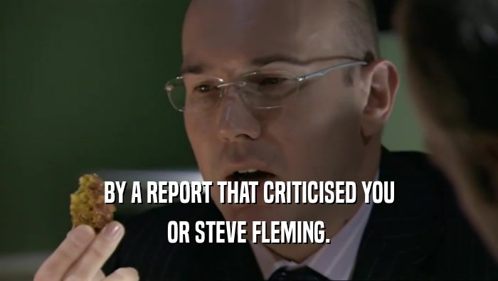BY A REPORT THAT CRITICISED YOU OR STEVE FLEMING. 