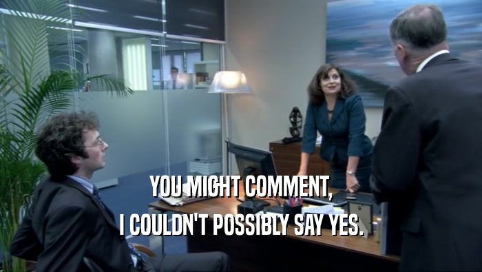 YOU MIGHT COMMENT, I COULDN'T POSSIBLY SAY YES. 