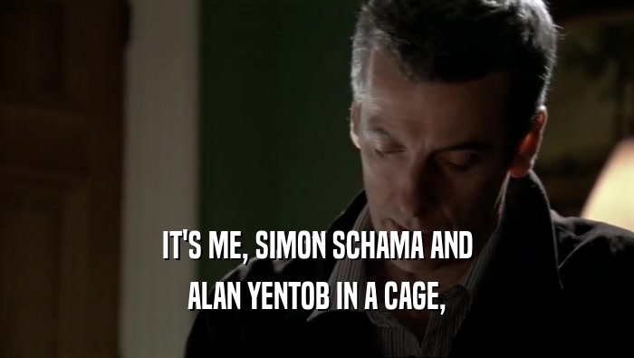 IT'S ME, SIMON SCHAMA AND ALAN YENTOB IN A CAGE, 