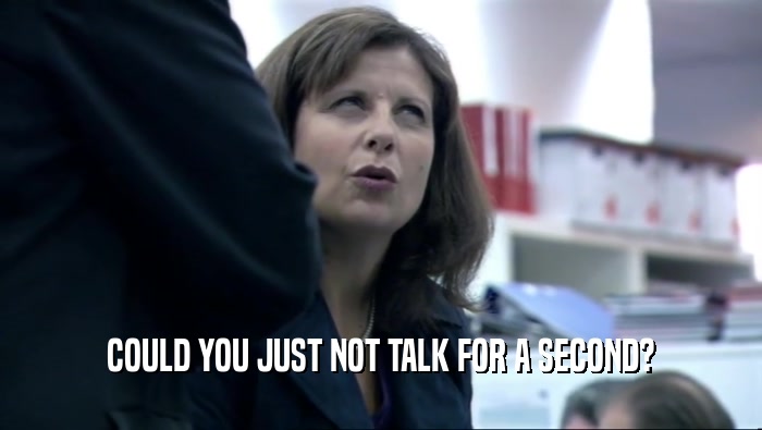 COULD YOU JUST NOT TALK FOR A SECOND?  