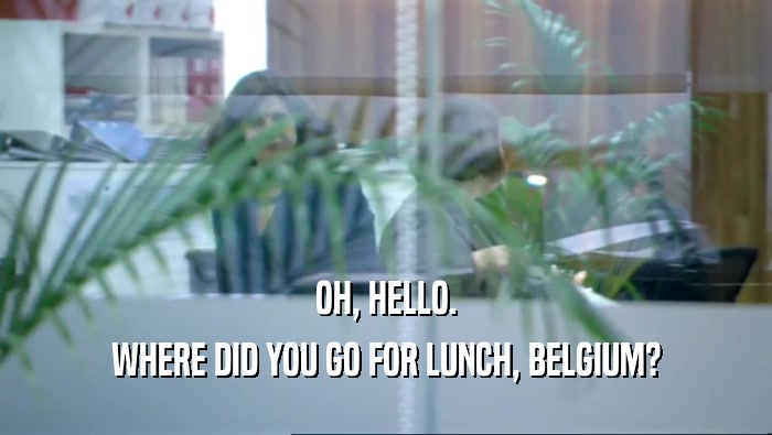 OH, HELLO.
 WHERE DID YOU GO FOR LUNCH, BELGIUM?
 