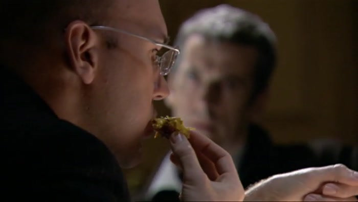 YOU SEE WHAT I'M DOING? I'M EATING THE ONION BHAJI. 