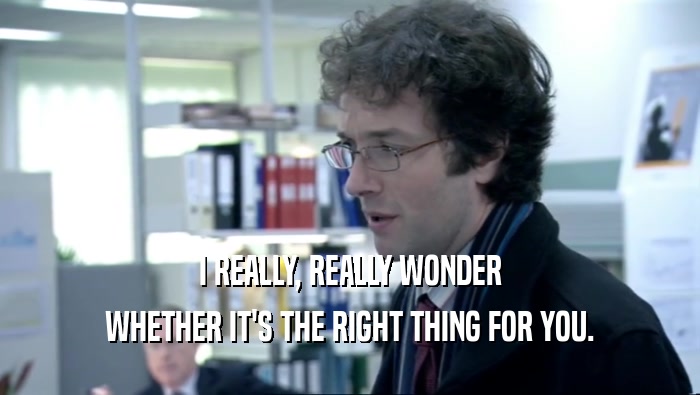 I REALLY, REALLY WONDER WHETHER IT'S THE RIGHT THING FOR YOU. 