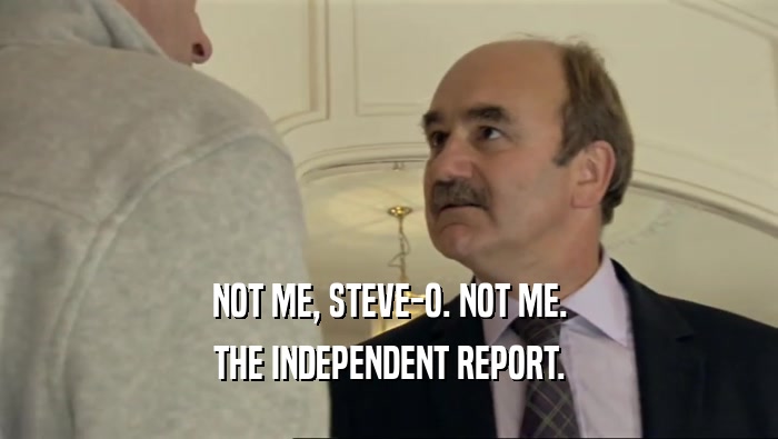 NOT ME, STEVE-O. NOT ME. THE INDEPENDENT REPORT. 
