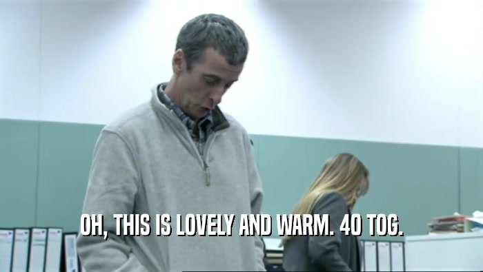 OH, THIS IS LOVELY AND WARM. 40 TOG.  