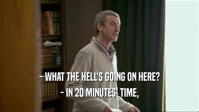 - WHAT THE HELL'S GOING ON HERE? - IN 20 MINUTES' TIME, 