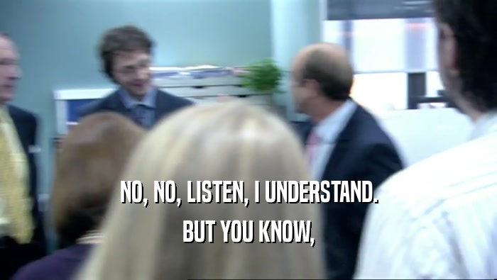 NO, NO, LISTEN, I UNDERSTAND. BUT YOU KNOW, 