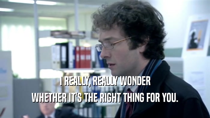 I REALLY, REALLY WONDER WHETHER IT'S THE RIGHT THING FOR YOU. 