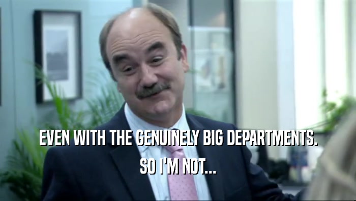 EVEN WITH THE GENUINELY BIG DEPARTMENTS.
 SO I'M NOT...
 