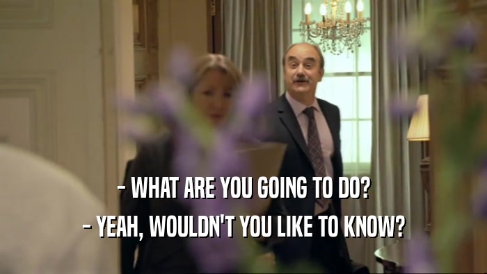 - WHAT ARE YOU GOING TO DO? - YEAH, WOULDN'T YOU LIKE TO KNOW? 