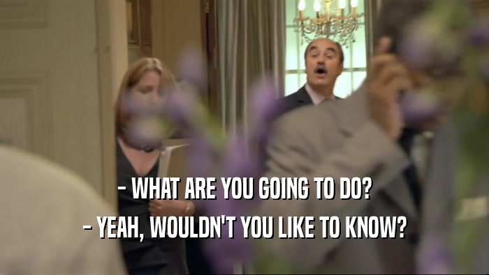 - WHAT ARE YOU GOING TO DO? - YEAH, WOULDN'T YOU LIKE TO KNOW? 