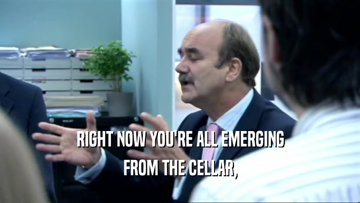 RIGHT NOW YOU'RE ALL EMERGING FROM THE CELLAR, 