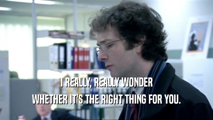 I REALLY, REALLY WONDER WHETHER IT'S THE RIGHT THING FOR YOU. 
