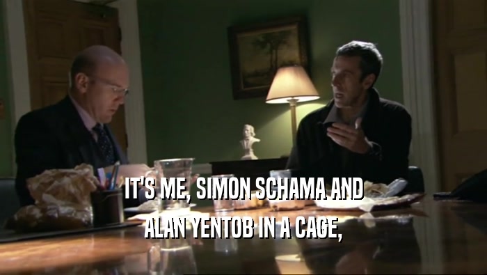 IT'S ME, SIMON SCHAMA AND ALAN YENTOB IN A CAGE, 