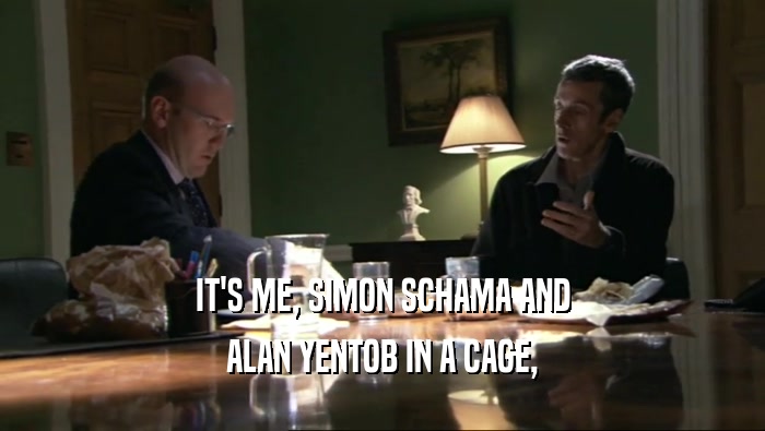 IT'S ME, SIMON SCHAMA AND ALAN YENTOB IN A CAGE, 