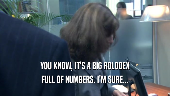 YOU KNOW, IT'S A BIG ROLODEX FULL OF NUMBERS. I'M SURE... 