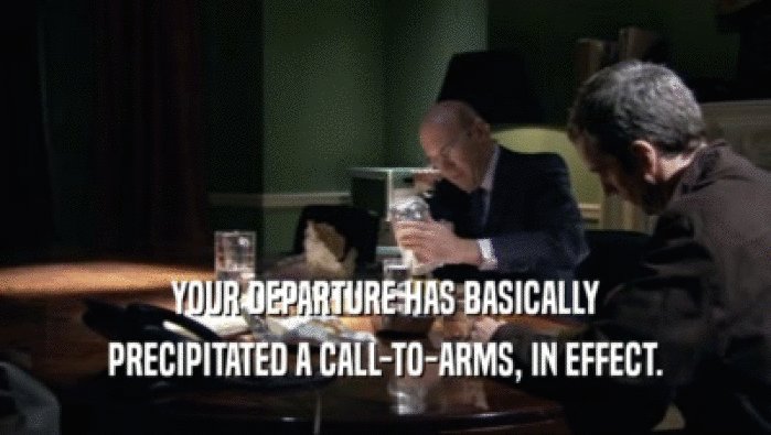 YOUR DEPARTURE HAS BASICALLY PRECIPITATED A CALL-TO-ARMS, IN EFFECT. 