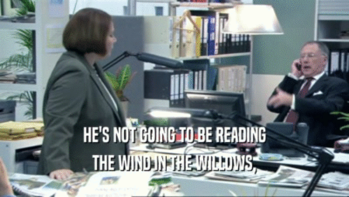 HE'S NOT GOING TO BE READING
 THE WIND IN THE WILLOWS,
 