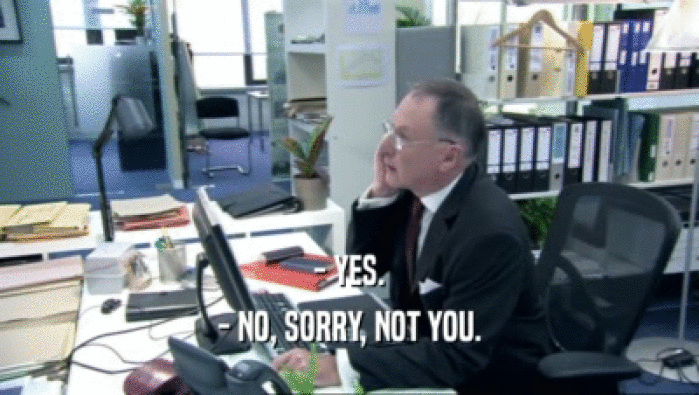 - YES. - NO, SORRY, NOT YOU. 