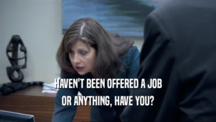 HAVEN'T BEEN OFFERED A JOB OR ANYTHING, HAVE YOU? 