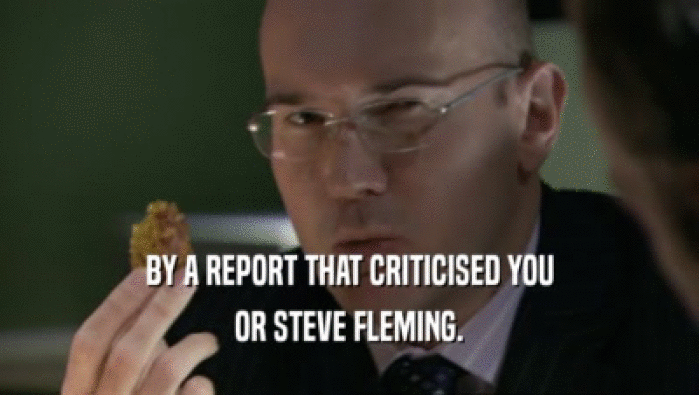 BY A REPORT THAT CRITICISED YOU OR STEVE FLEMING. 
