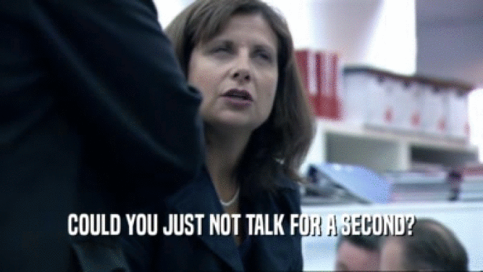 COULD YOU JUST NOT TALK FOR A SECOND?  