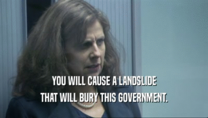 YOU WILL CAUSE A LANDSLIDE
 THAT WILL BURY THIS GOVERNMENT.
 