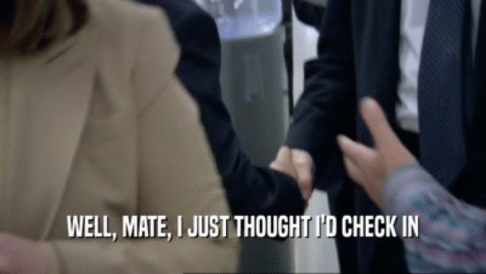 WELL, MATE, I JUST THOUGHT I'D CHECK IN  