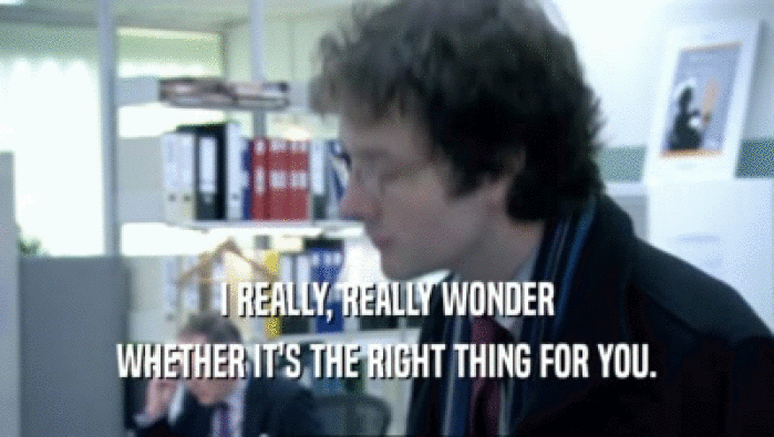 I REALLY, REALLY WONDER WHETHER IT'S THE RIGHT THING FOR YOU. 