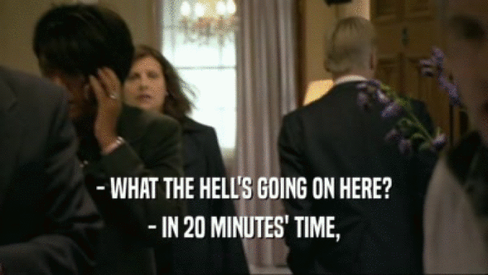 - WHAT THE HELL'S GOING ON HERE? - IN 20 MINUTES' TIME, 