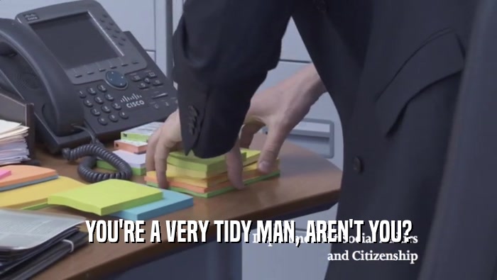 YOU'RE A VERY TIDY MAN, AREN'T YOU?  