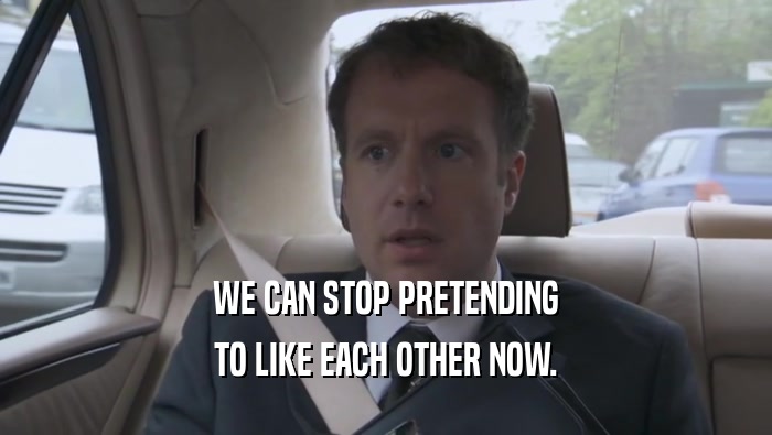 WE CAN STOP PRETENDING TO LIKE EACH OTHER NOW. 
