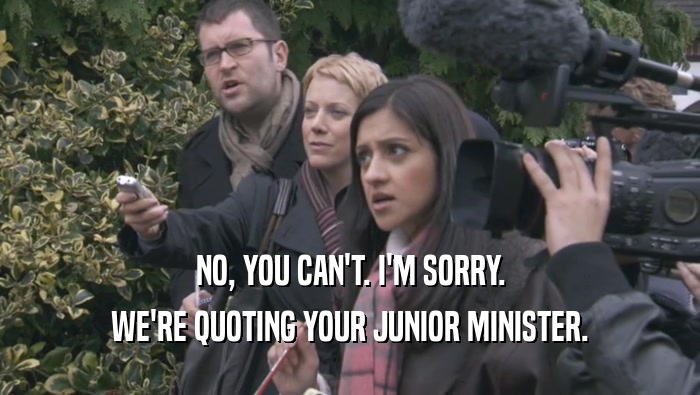 NO, YOU CAN'T. I'M SORRY. WE'RE QUOTING YOUR JUNIOR MINISTER. 